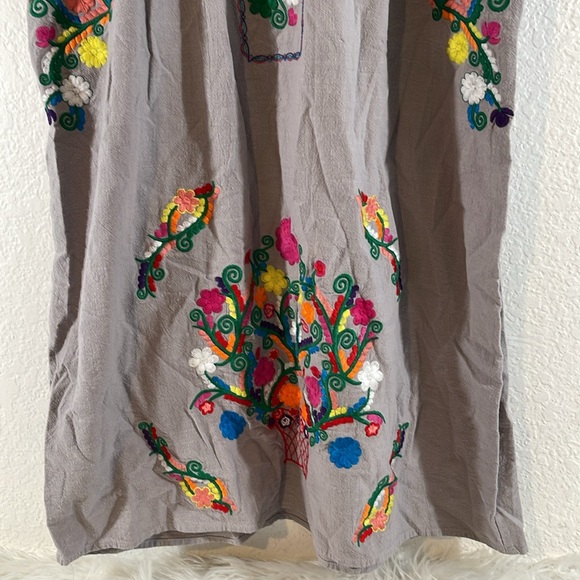 YZXDORWJ Women Mexican Embroidered Floral Dress Short Sleeve Size 2XL - Picture 7 of 15